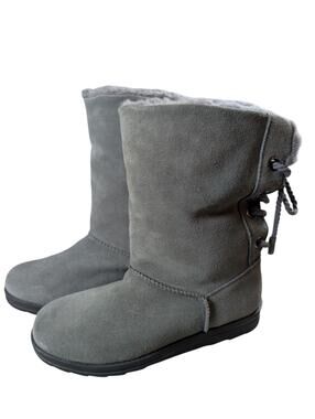 Muk Luks Ziggy Rodeo Boots NWT Gray Size 7 Suede Winter Cabincore Gorpcore